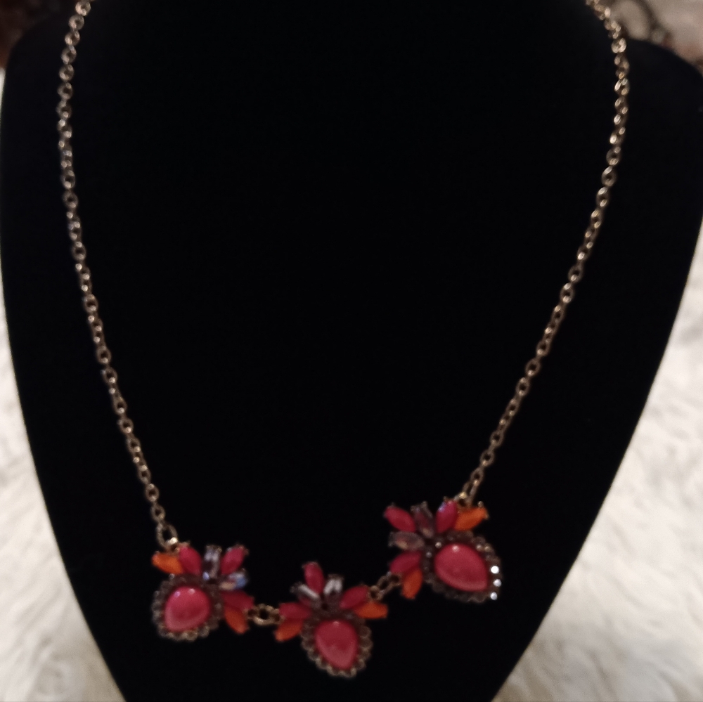 Elegant Pink and Orange Gemstone Necklace